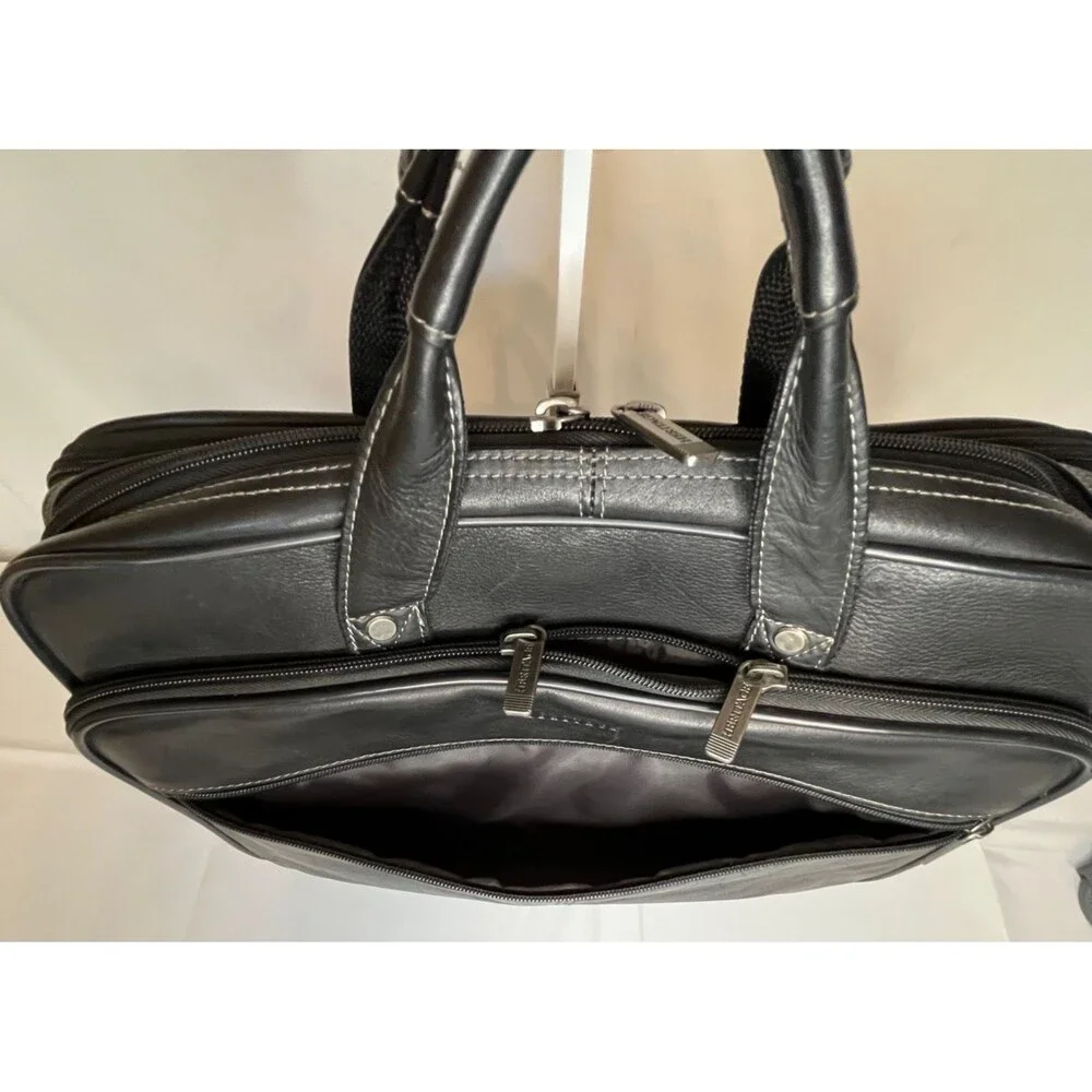 Hertitage Leather Laptop Messenger Bag Black
